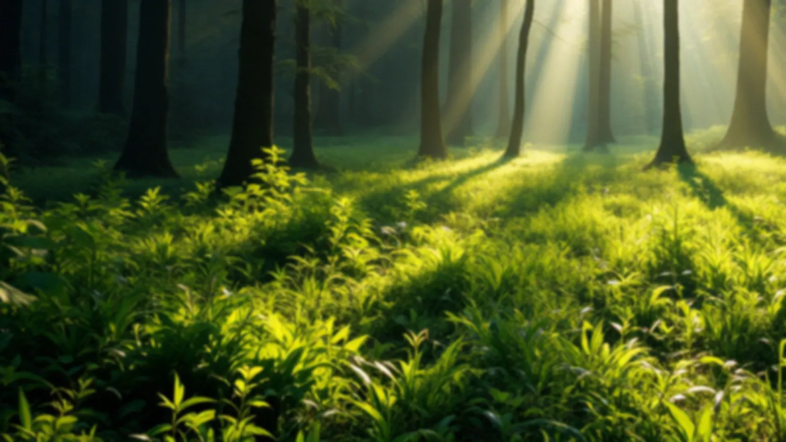 A sunlit forest glade with soft green grass and morning light rays through tall trees, the GladeWallet view of quick loans online, $100 – $5,000